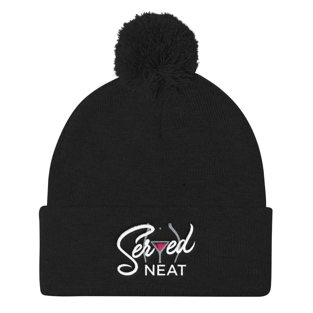 Served Neat Pom Pom Knit Cap (Dark)