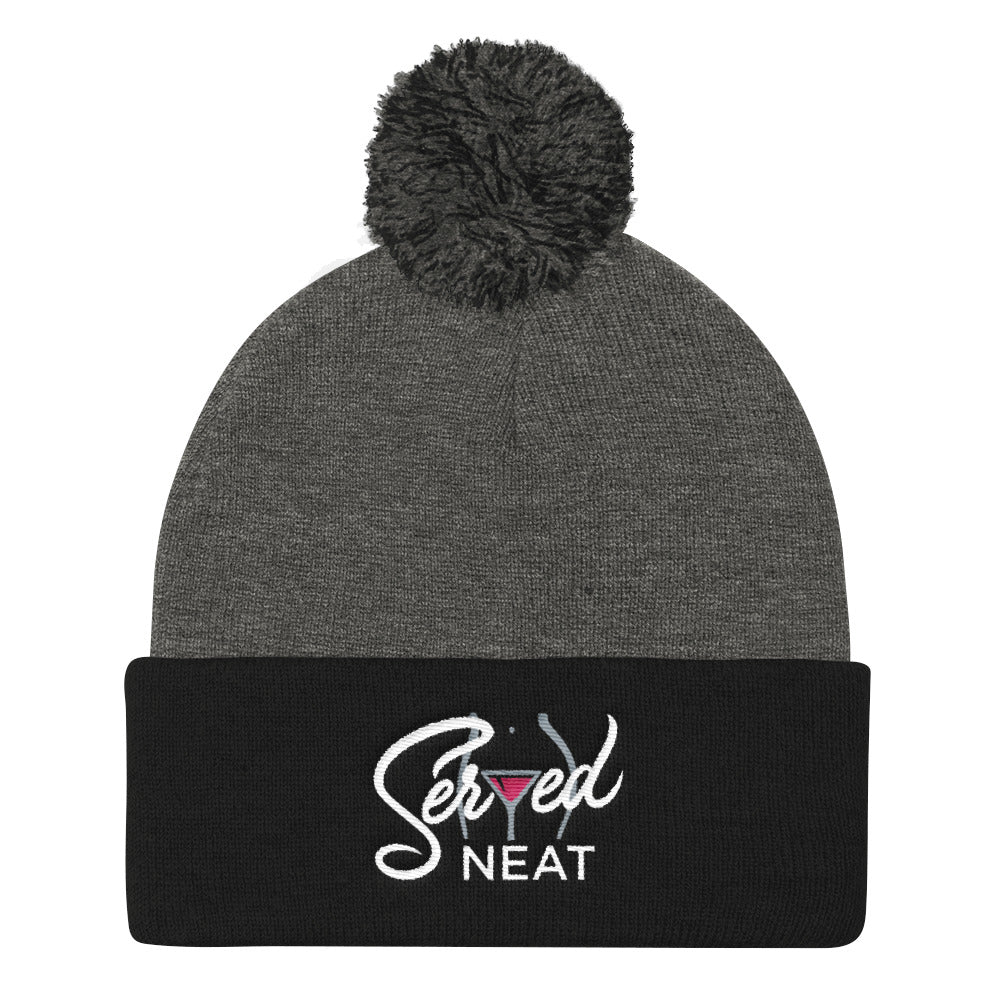 Served Neat Pom Pom Knit Cap (Dark)